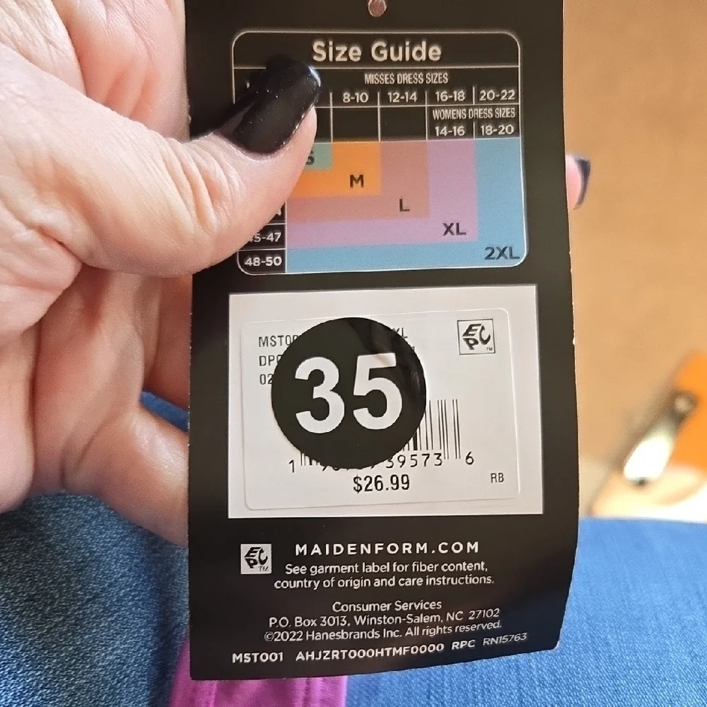 Maidenform Black and Pink Size Guide